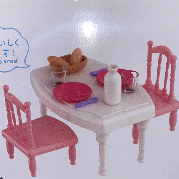 Doll House Kitchen/Dining Set, Colors: Pink, White, Purple & Tan, - Picture 9 of 9